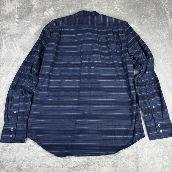 AMERICAN EAGLE Shirt Mens M Slim Fit Blue Stripe Lightweight Flannel Button Down - Picture 3 of 11